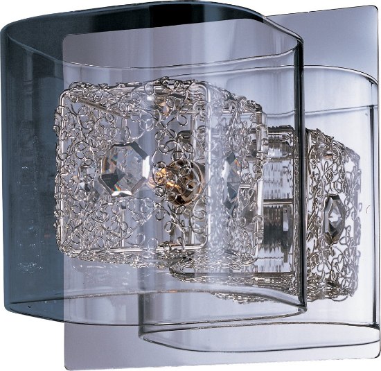 Picture of 40W Gem 1-Light Bath Vanity with PC Shade PC Clear Glass + Steel + Crys G9 Xenon Xenon