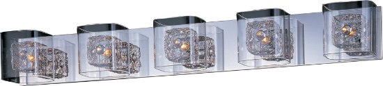 Foto para 40W Gem 5-Light Bath Vanity with SV Shade PC Clear Glass + Steel + Crys G9 Xenon Xenon