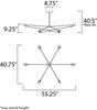 Picture of 8W Bounce LED 6-Light Pendant BKPC Acrylic PCB LED 55.25"x40.75"x9.25" (OA HT 10.75"-40.5") (CAN 4.75"x4.75"x1")