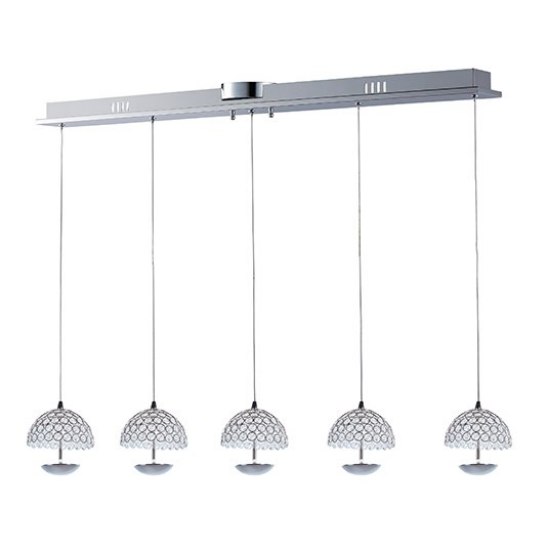 Picture of 4W Parasol 5-Light LED Pendant PC Crystal 44"x6"x6.5" (OA HT 8"-128") (CAN 39.4"x2.76"x1.77")