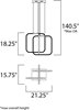 Foto para 9.72W Squared LED Pendant PC Acrylic PCB LED (OA HT 20.5"-140.5") (CAN 11.8"x9.05"x1.81")