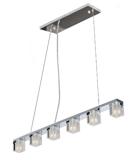 Foto para 2.2W Blocs LED 6-Light Pendant PC Clear Glass G9 LED (OA HT 12"-118") (CAN 15.75"x4.25"x1")