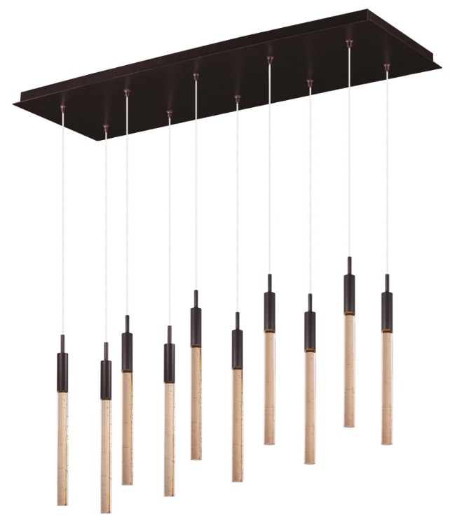 Foto para 7.5W Scepter 10-Light Pendant BRZ Champagne Bubble Crystal Faceted Bubble Glass PCB LED 33.75"x11"x18" (OA HT 20"-140")