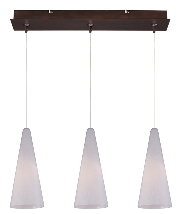 Picture of 50W Lava 3-Light RapidJack Pendant and Canopy BZ White Lava Glass 12V GY6.35 T4 Xenon 24.25"x4.5"x10" (OA HT 14"-134") (CAN 4.5"x4.5"x2.5")