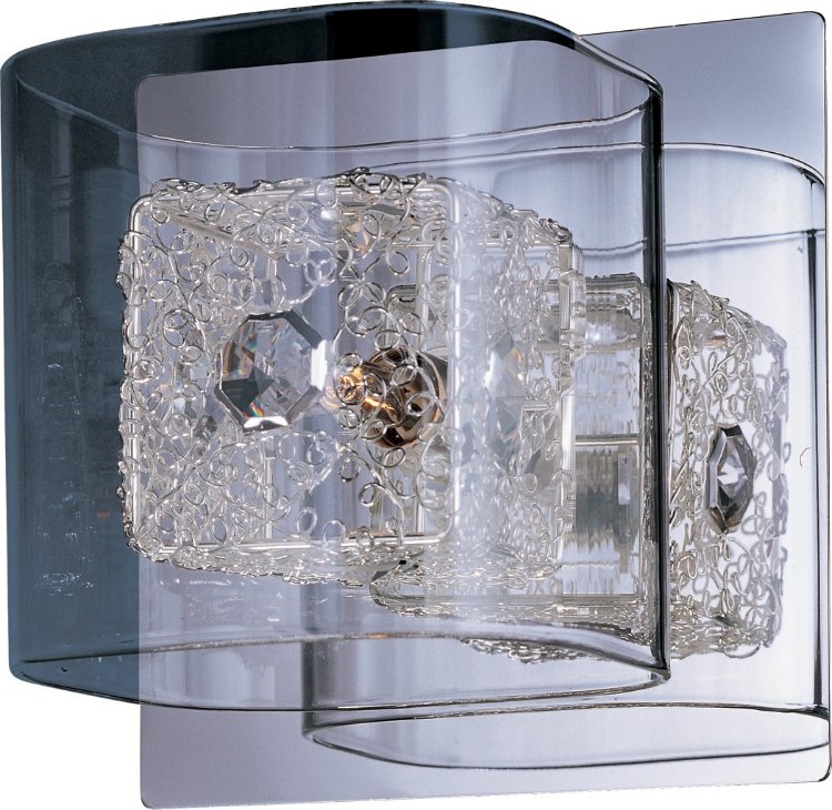 Foto para 40W Gem 1-Light Bath Vanity with SV Shade PC Clear Glass + Steel + Crys G9 Xenon Xenon