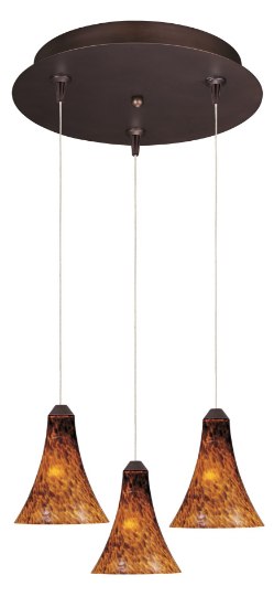 Foto para 50W Leopard 3-Light RapidJack Pendant and Canopy BZ Amber Leopard Glass 12V GY6.35 T4 Xenon 11.75"x11.75"x8.75" (OA HT 12.5"-132.5") (CAN 11.75"x11.75"x2.5")