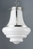 Picture of Retro 1-Light Pendant PN White Glass MB Incandescent Incandescent 13"x13"x20" (OA HT 23.5"-83") (CAN 5"x5"x0.75")36" Chain