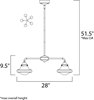 Foto para New School 5 Light LED Chandelier SN Satin White Opal Glass PCB LED (OA HT 13.75"-51.5") (CAN 4.96"x4.96"x2.44")