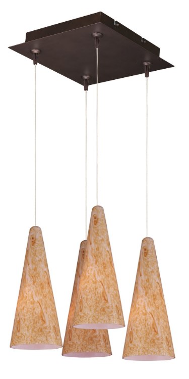 Picture of 50W Lava 4-Light RapidJack Pendant and Canopy BZ Gold Lava Glass 12V GY6.35 T4 Xenon 10.75"x10.75"x10" (OA HT 14"-134") (CAN 10.75"x10.75"x2.5")