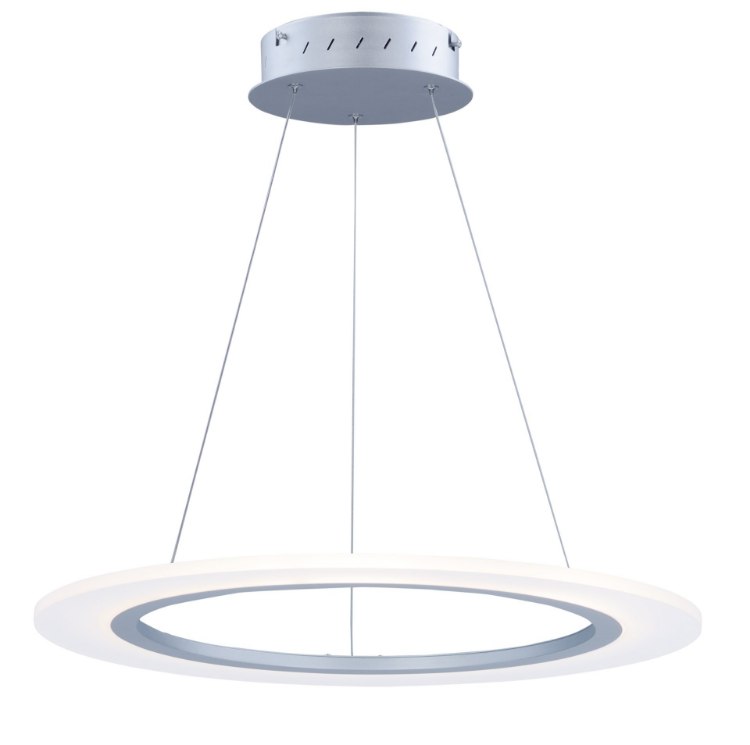 Foto para 24W Saturn II LED 1-Light Pendant MS Matte White Frosted Acrylic PCB LED (OA HT 2.5"-120") (CAN 8.25"x8.25"x2")