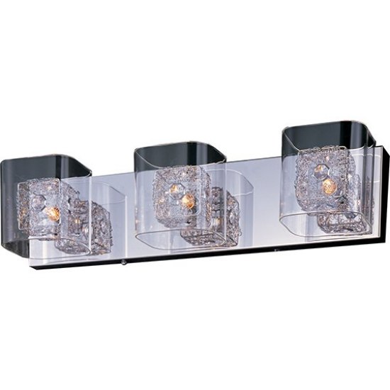 Picture of 40W Gem 3-Light Bath Vanity with PC Shade PC Clear Glass + Steel + Crys G9 Xenon Xenon