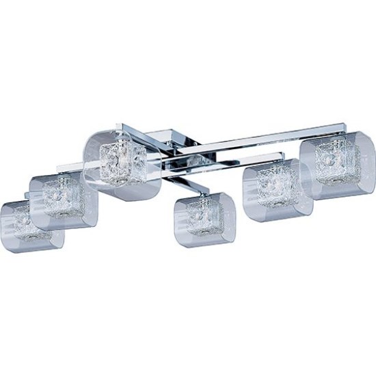 Foto para 40W Gem 6-Light Flush Mount with SV Shade PC Clear Glass + Steel + Crys G9 Xenon Xenon