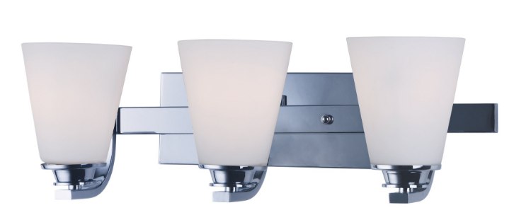 Picture of Conical 3-Light Bath Vanity PC Satin White Opal Glass MB Incandescent Incandescent