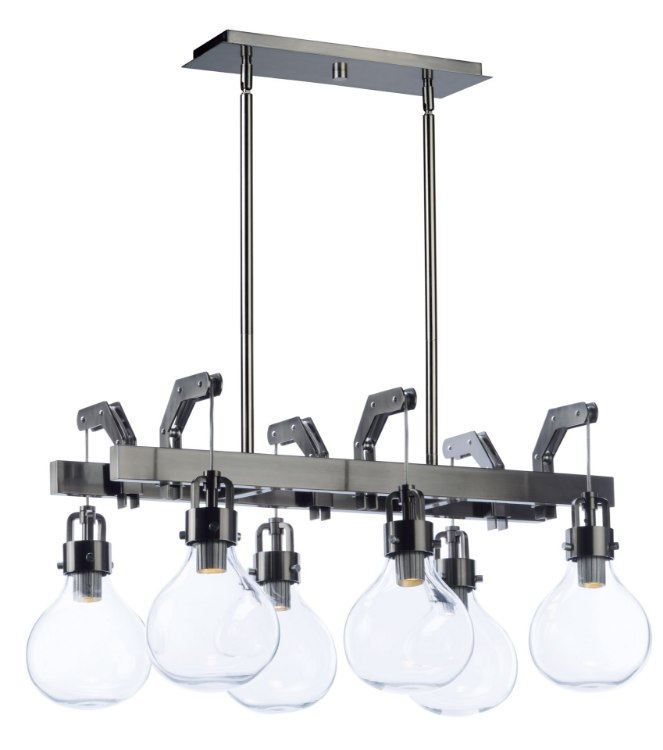 Picture of Kinetic LED 6-Light Linear Pendant DSN Clear Glass PCB LED (OA HT 56.25")