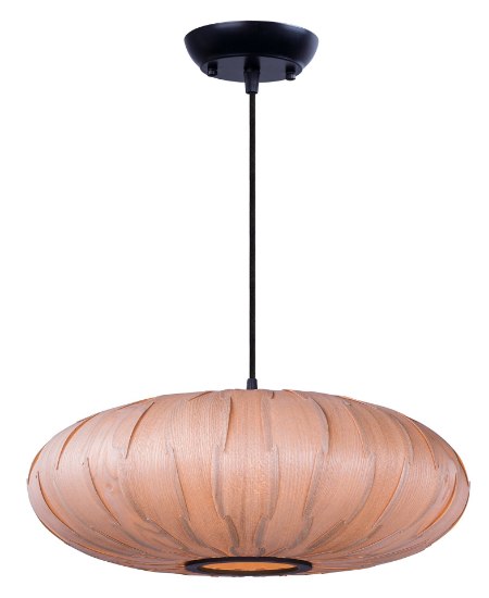 Foto para Norwood 1-Light Pendant BK Wood Veneer GU24 Fluorescent Fluorescent 20"x20"x7" (OA HT 127") (CAN 5.1"x5.1"x1.7")