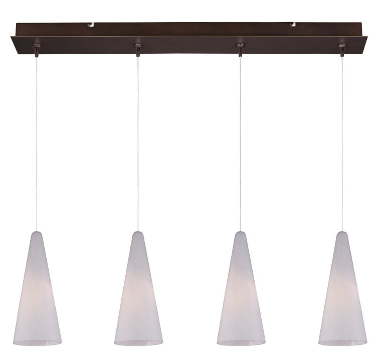 Picture of 50W Lava 4-Light RapidJack Pendant and Canopy BZ White Lava Glass 12V GY6.35 T4 Xenon (OA HT 14"-134") (CAN 4.5"x4.5"x2.5")