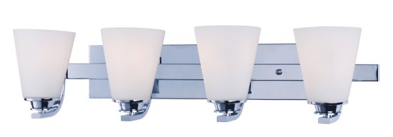 Foto para Conical 4-Light Bath Vanity PC Satin White Opal Glass MB Incandescent Incandescent