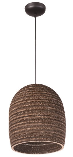 Picture of Java 1-Light Pendant BK Recycled Cardboard MB Incandescent Incandescent 10.5"x10.5"x12" (OA HT 14"-132") (CAN 5.1"x5.1"x1.7")