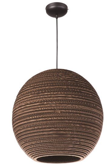 Picture of Java 1-Light Pendant BK Recycled Cardboard MB Incandescent Incandescent 17.75"x17.75"x18" (OA HT 20"-138") (CAN 5.1"x5.1"x1.7")