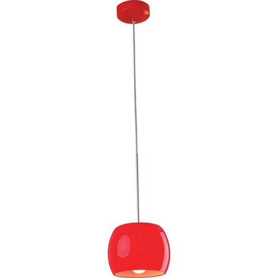 Picture of 100W Caps 1-Light Pendant PC Red Glass MB Incandescent Incandescent (OA HT 18"-120")