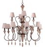 Foto para Olde World 12-Light Chandelier with Shades SW Flax Fabric CA Incandescent E12 Incandescent 72" Chain