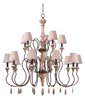 Picture of Olde World 15-Light Chandelier with Shades SW Flax Fabric CA Incandescent E12 Incandescent 72" Chain