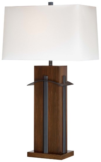 Foto para 100w SW 1 Light Table Lamp Walnut+black White Linen