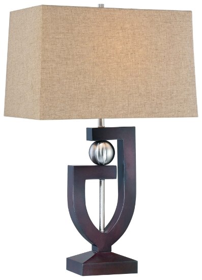 Picture of 100w SW 1 Light Table Lamp Dark Brown+brushed Nickel Oatmeal