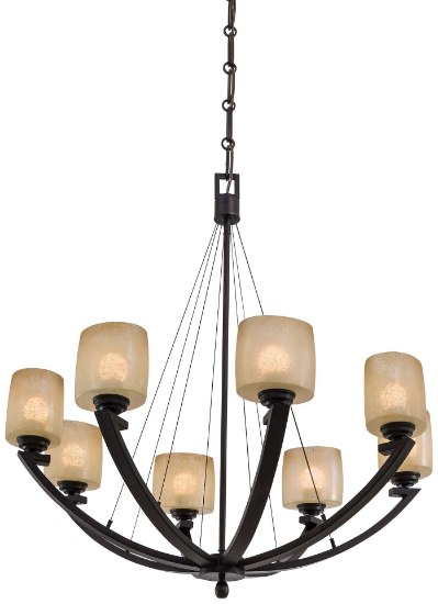 Foto para 100w SW 8 Light Chandelier Iron Oxide Venetian Scavo Glass