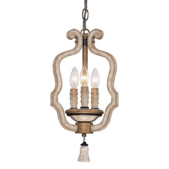 Picture of SW 3 Light Mini Chandelier Provence Patina