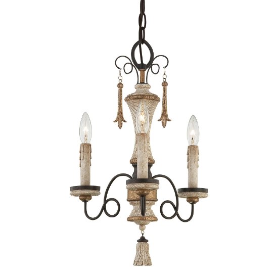 Picture of SW 3 Light Mini Chandelier Provence Patina