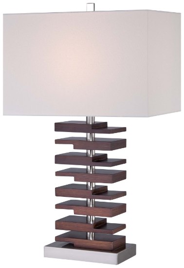 Foto para 100w SW 1 Light Table Lamp Walnut Off White Linen