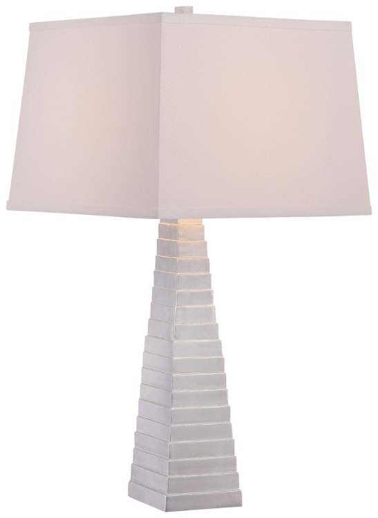 Picture of 113w SW 1 Light Table Lamp Silver Leaf White Linen