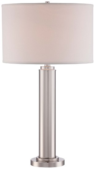 Picture of 113w SW 1 Light Table Lamp Polished Nickel White Linen