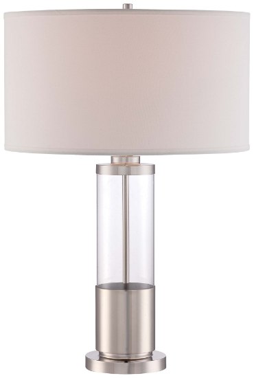 Picture of 113w SW 1 Light Table Lamp Polished Nickel/Clear Glass White Linen