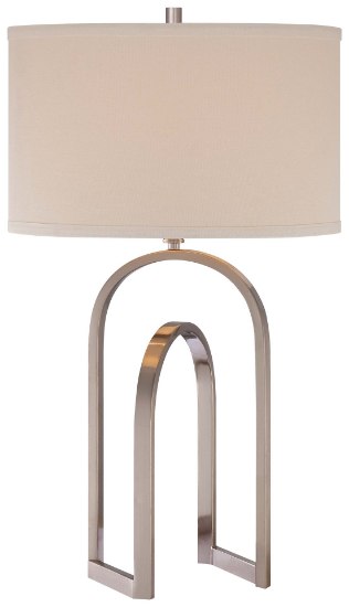 Picture of 100w SW 1 Light Table Lamp Brushed Nickel White Ivory