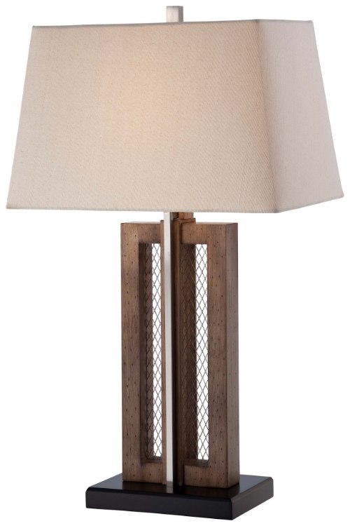 Picture of 100w SW 1 Light Table Lamp Bark Brown Beige Linen