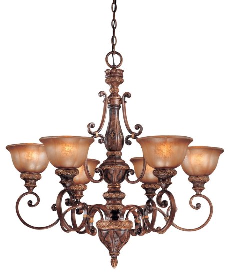 Foto para 100w SW 6 Light Chandelier Illuminati Bronze Silver Patina