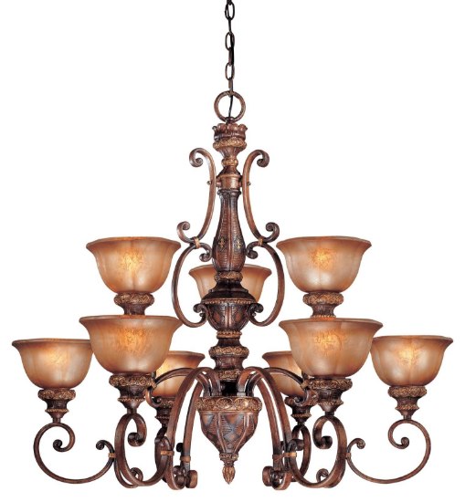 Picture of 100w SW 9 Light Chandelier Illuminati Bronze Silver Patina