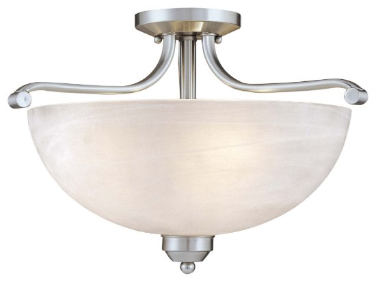 Picture of 13w SW 3 Light Semi Flush Mount Brushed Nickel Etched Marble