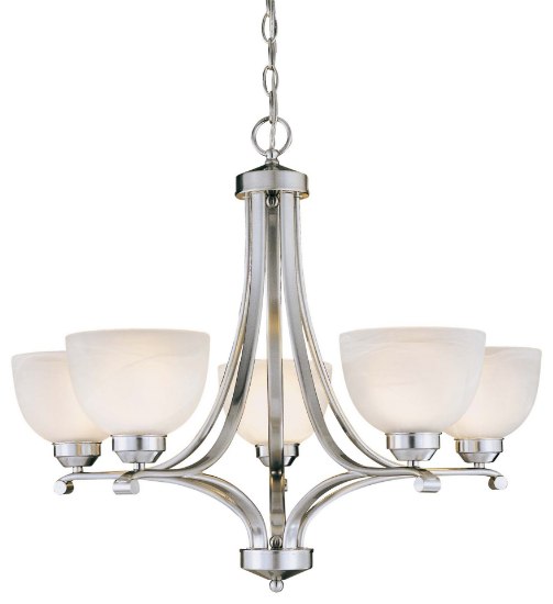 Picture of 100w SW 5 Light Chandelier Brushed Nickel Etched Marble