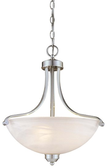 Foto para 3w SW 3 Light Pendant Brushed Nickel Etched Marble Glass