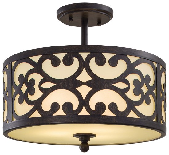 Picture of 60w SW 3 Light Semi Flush Mount Iron Oxide Etched Vanilla