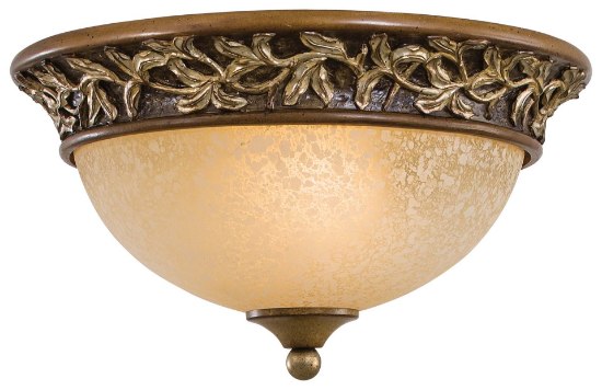 Picture of 60w SW 2 Lt Flush Mount- Jessica Mcclintock Home- The Romance Collection™ Florence Patina Salon Scavo(Tm) Glass