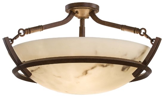 Picture of 60w SW 3 Light Semi Flush Mount Nutmeg Alabaster Dust(Tm) Shade