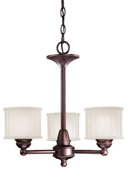 Foto para 100w SW 3 Light Mini Chandelier Lathan Bronze Etched Box-Pleat