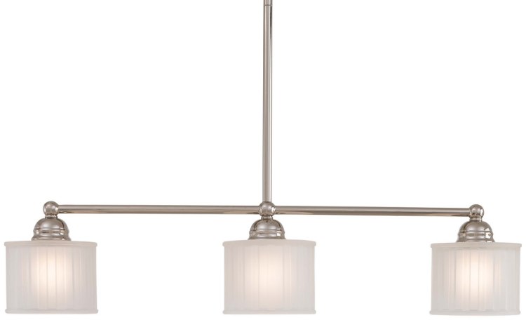 Picture of 100w SW 3 Light Island Light Polished Nickel Etched Glass