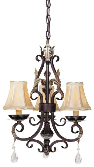 Foto para 40w SW 3 Light Mini Chandelier Castlewood Walnutt W/ Silver Highlights