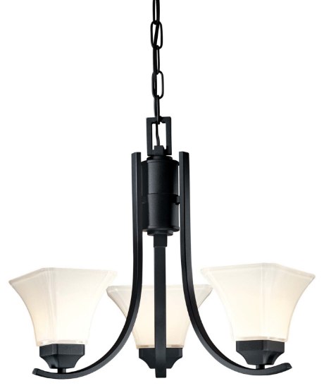 Picture of 100w SW 3 Light Chandelier Black Lamina Blanca