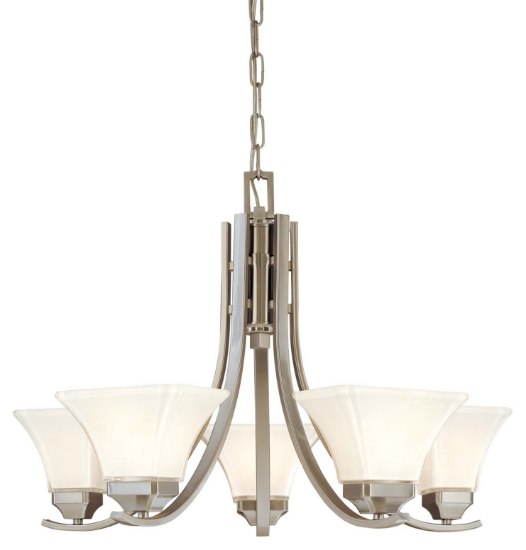 Picture of 100w SW 5 Light Chandelier Brushed Nickel Lamina Blanca